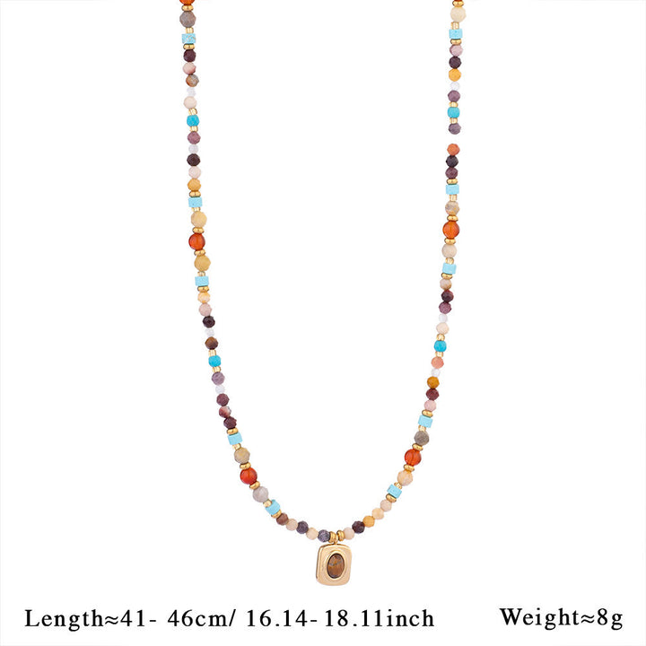 Collana con ciondolo in perline di pietra naturale Olivenorma