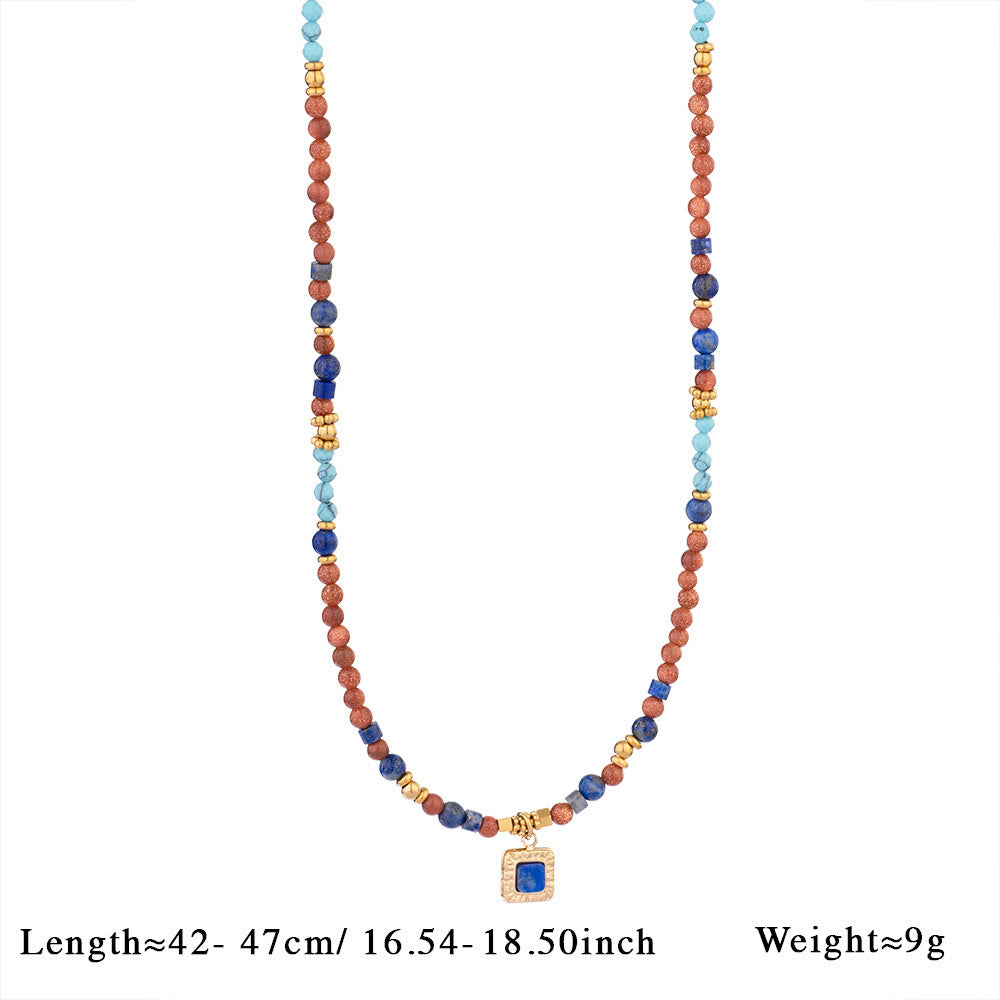 Collana con ciondolo in perline di pietra naturale Olivenorma