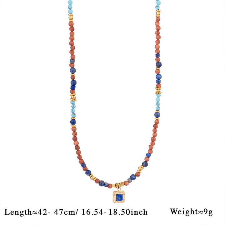 Collana con ciondolo in perline di pietra naturale Olivenorma