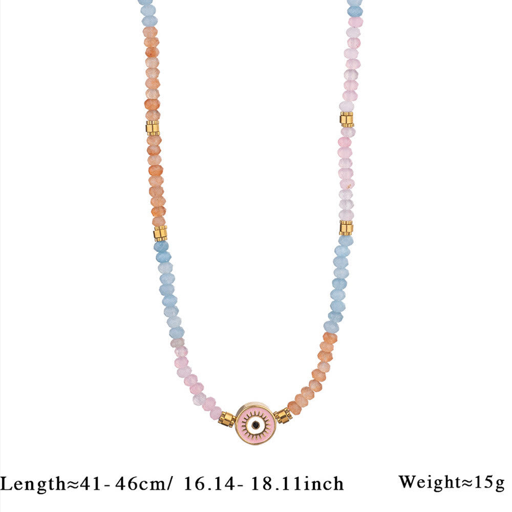Collana con ciondolo anti-malocchio in perline di cristallo naturale Olivenorma