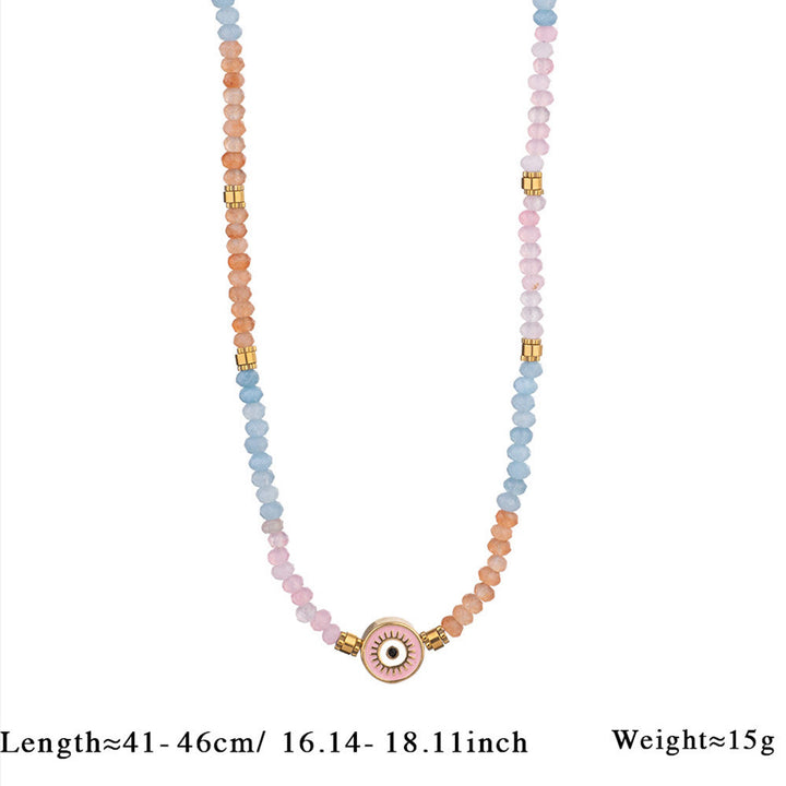 Collana con ciondolo anti-malocchio in perline di cristallo naturale Olivenorma