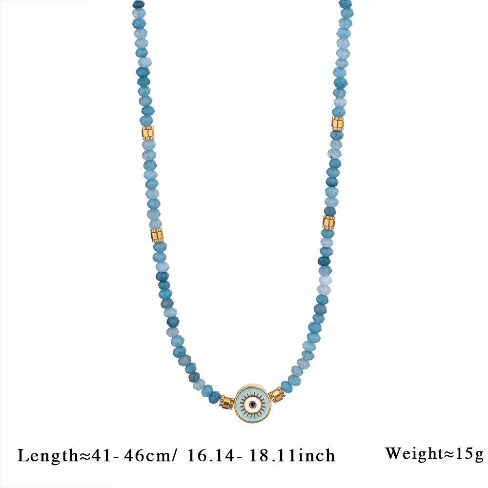 Collana con ciondolo anti-malocchio in perline di cristallo naturale Olivenorma