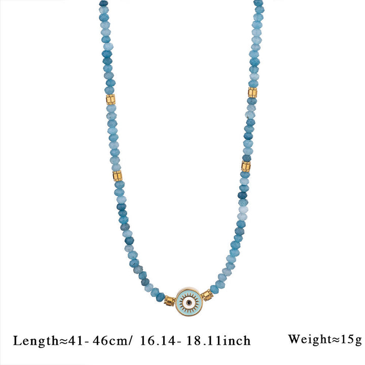 Collana con ciondolo anti-malocchio in perline di cristallo naturale Olivenorma