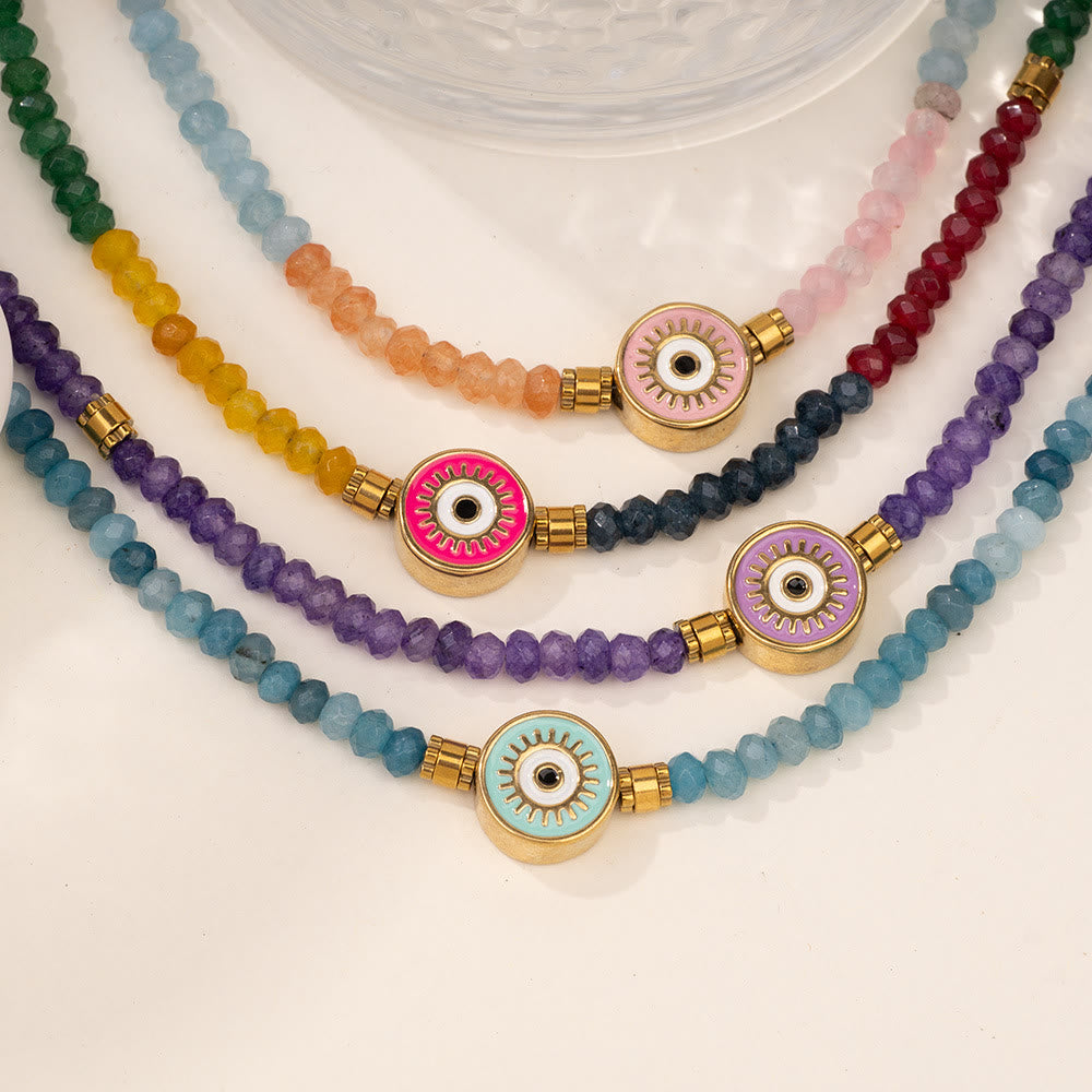 Collana con ciondolo anti-malocchio in perline di cristallo naturale Olivenorma