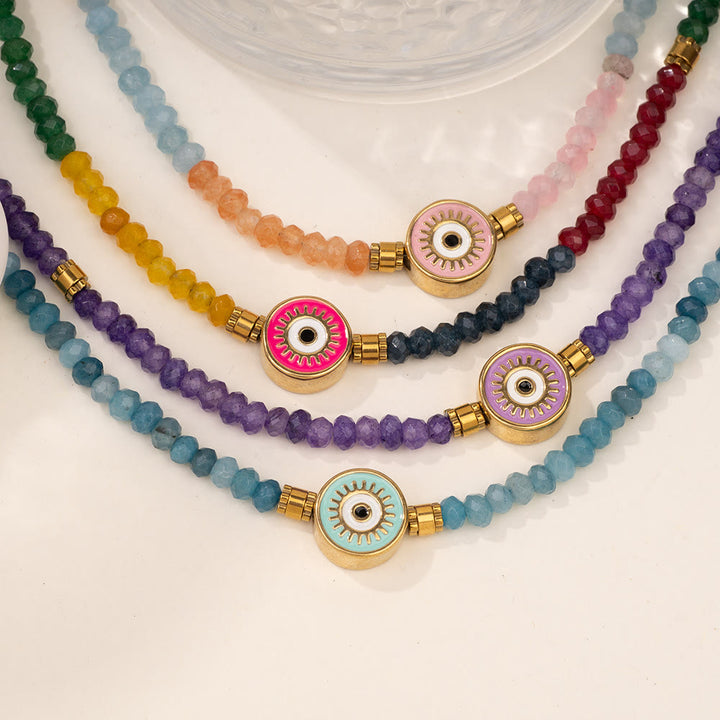 Collana con ciondolo anti-malocchio in perline di cristallo naturale Olivenorma