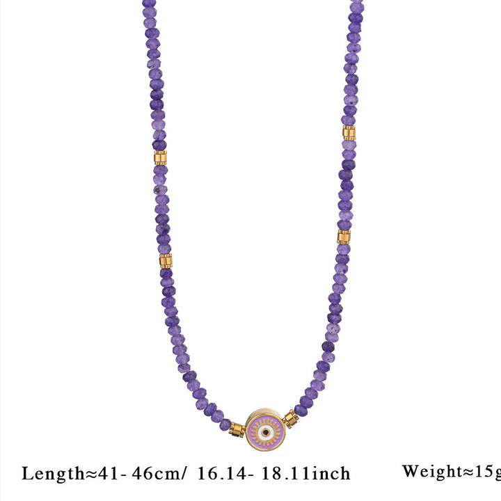Collana con ciondolo anti-malocchio in perline di cristallo naturale Olivenorma