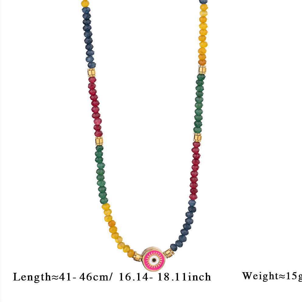 Collana con ciondolo anti-malocchio in perline di cristallo naturale Olivenorma