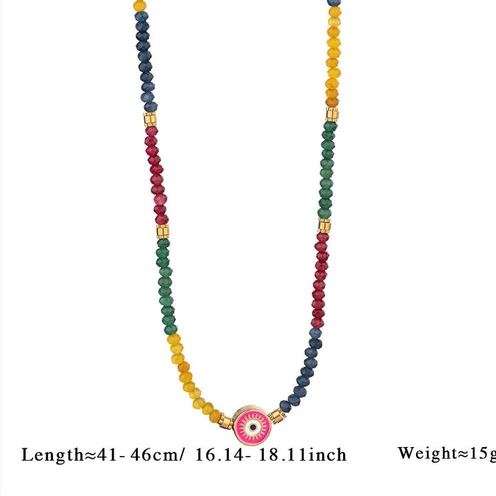 Collana con ciondolo anti-malocchio in perline di cristallo naturale Olivenorma