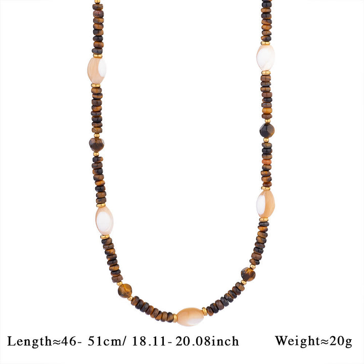 Collana con ciondolo vintage in perline di occhio di tigre naturale Olivenorma - image 4