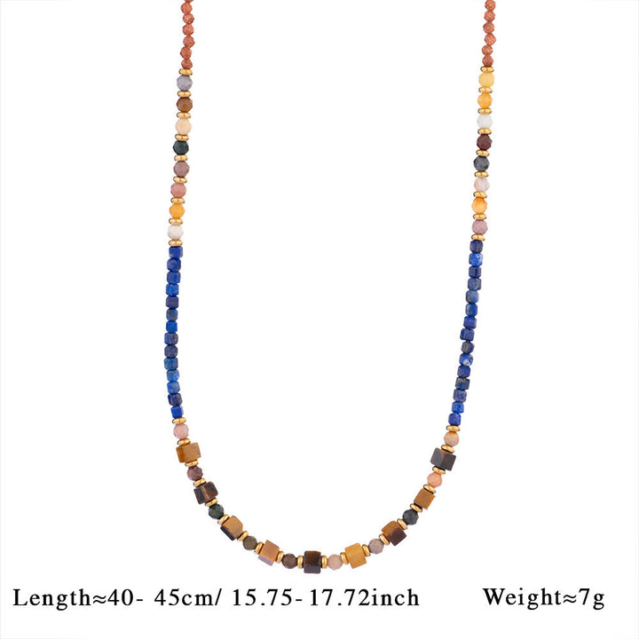 Collana con ciondolo vintage in perline di occhio di tigre naturale Olivenorma - Sodalite blu, arenaria e occhio di tigre - image 6