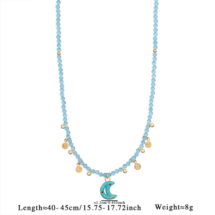 Collana di perline in calcedonio blu acquamarina e amazzonite Olivenorma