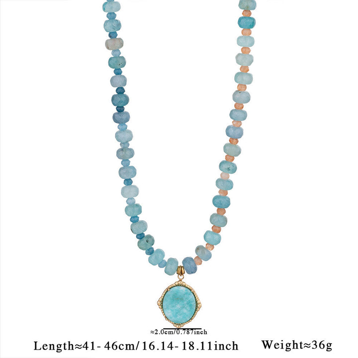 Collana di perline in calcedonio blu acquamarina e amazzonite Olivenorma