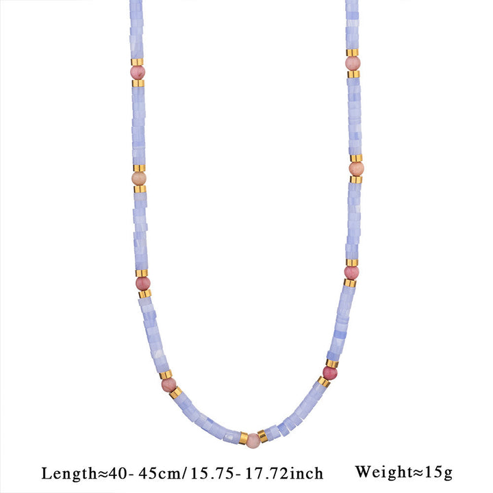 Collana di perline in calcedonio blu acquamarina e amazzonite Olivenorma