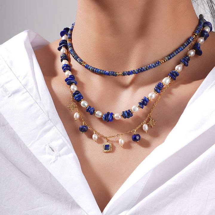 Collana di perle di lapislazzuli di perle d'acqua dolce Olivenorma
