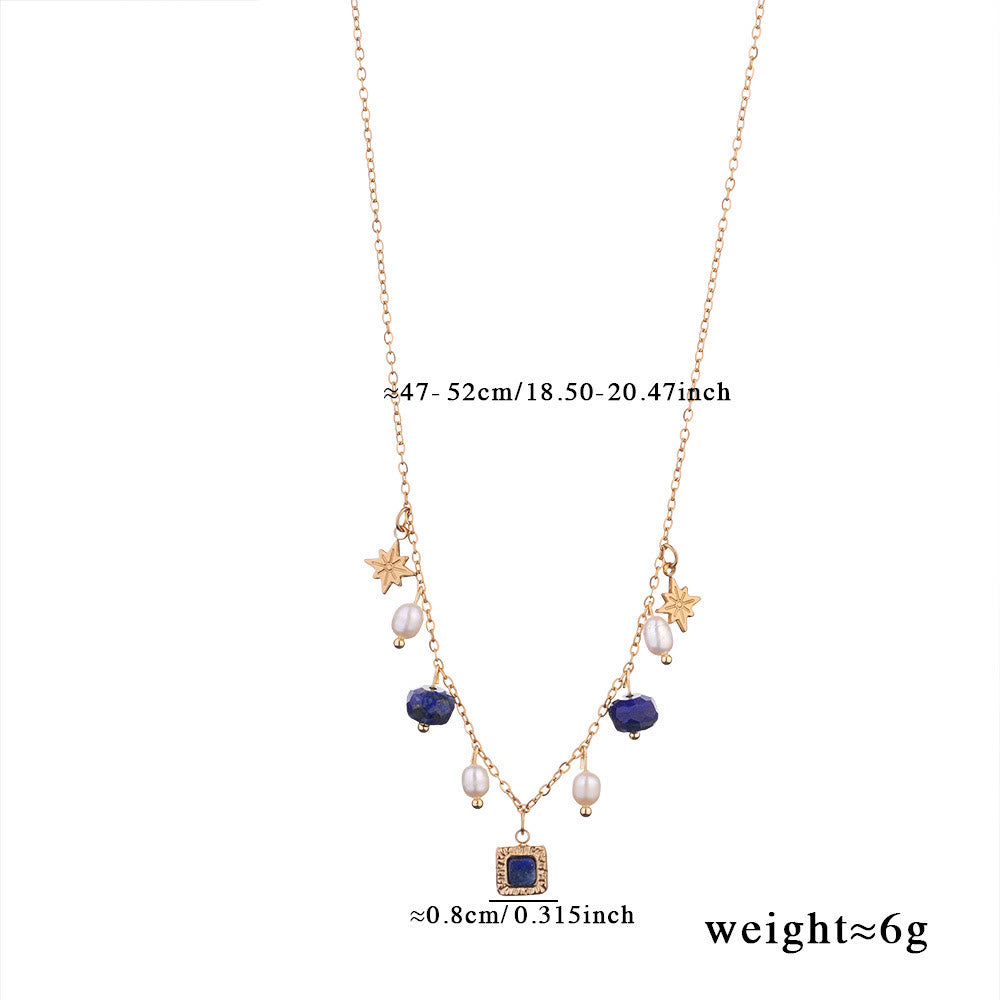 Collana di perle di lapislazzuli di perle d'acqua dolce Olivenorma