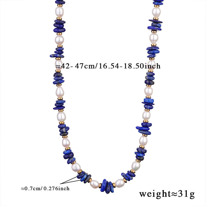 Collana di perle di lapislazzuli di perle d'acqua dolce Olivenorma