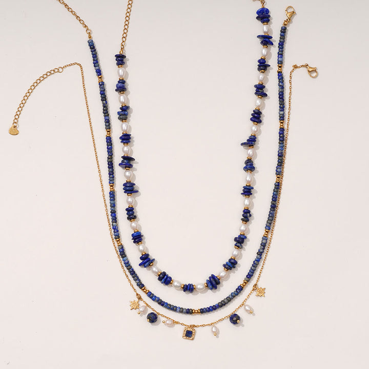 Collana di perle di lapislazzuli di perle d'acqua dolce Olivenorma