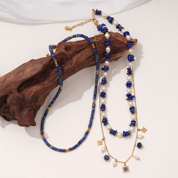 Collana di perle di lapislazzuli di perle d'acqua dolce Olivenorma