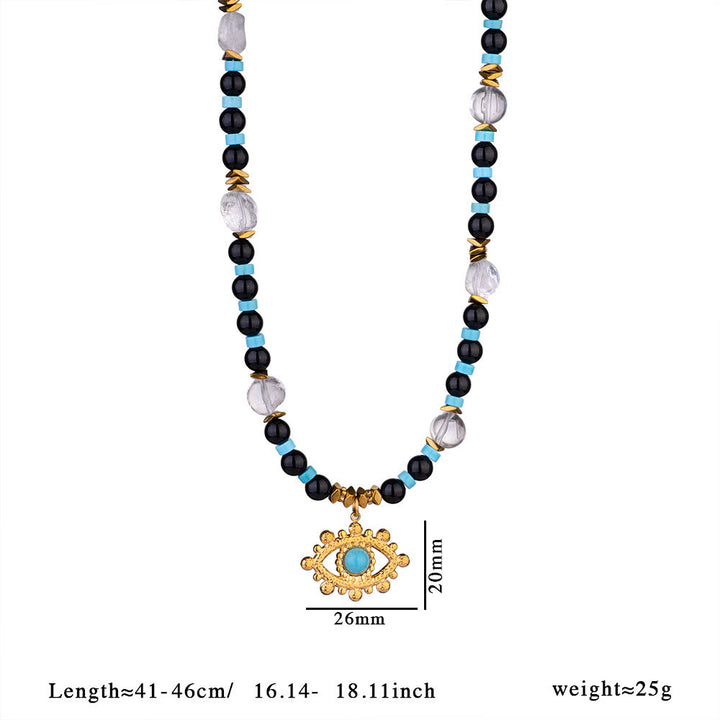 Collana con perle di occhio di tigre e ametista Olivenorma Evil Eye