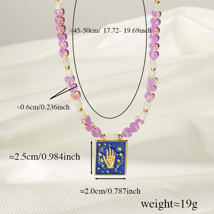 Collana con ciondolo in pietra dell'imperatore Olivenorma con occhio malvagio