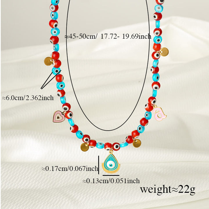Collana con ciondolo in pietra dell'imperatore Olivenorma con occhio malvagio