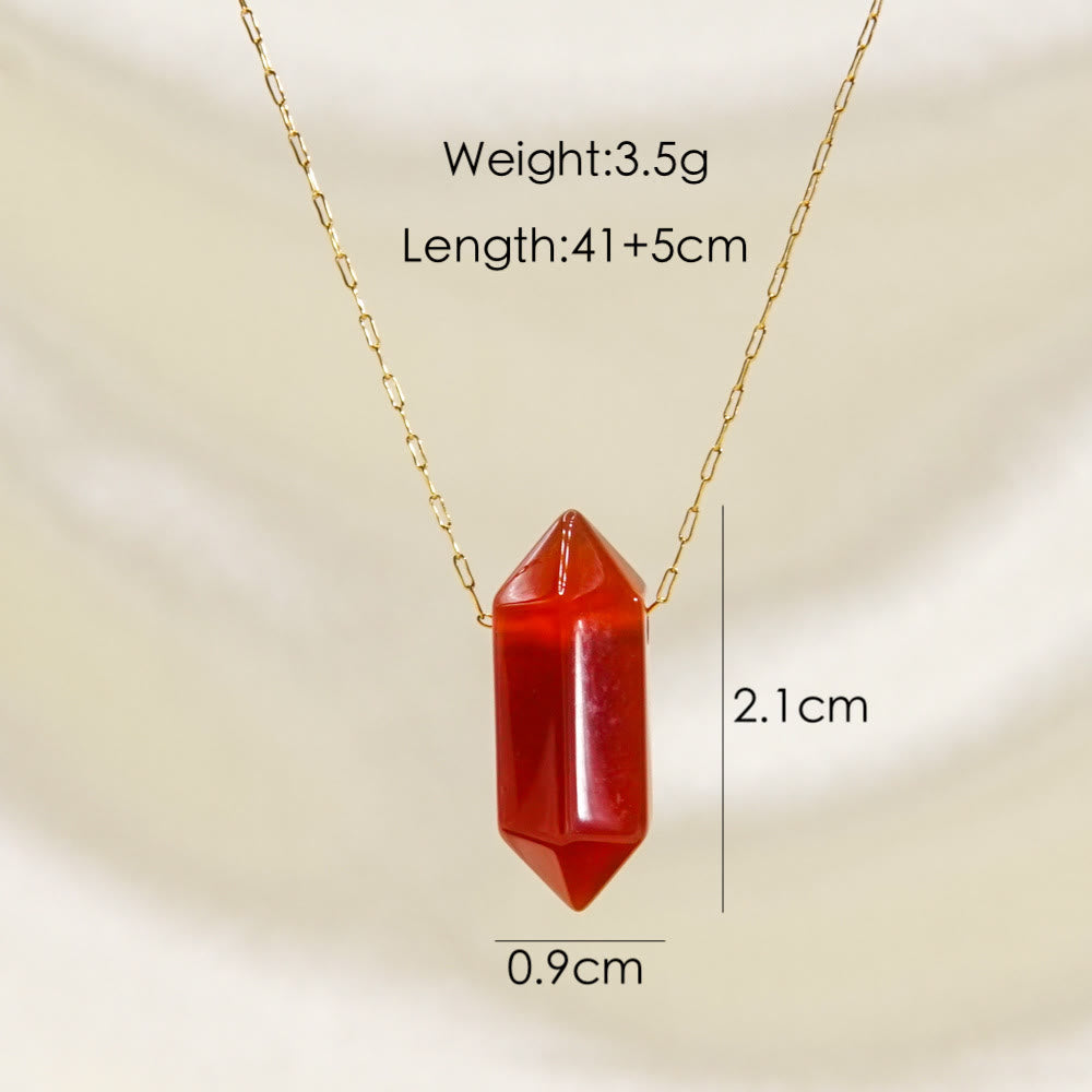 Collana in acciaio e titanio con ciondolo a doppia punta in cristallo Olivenorma
