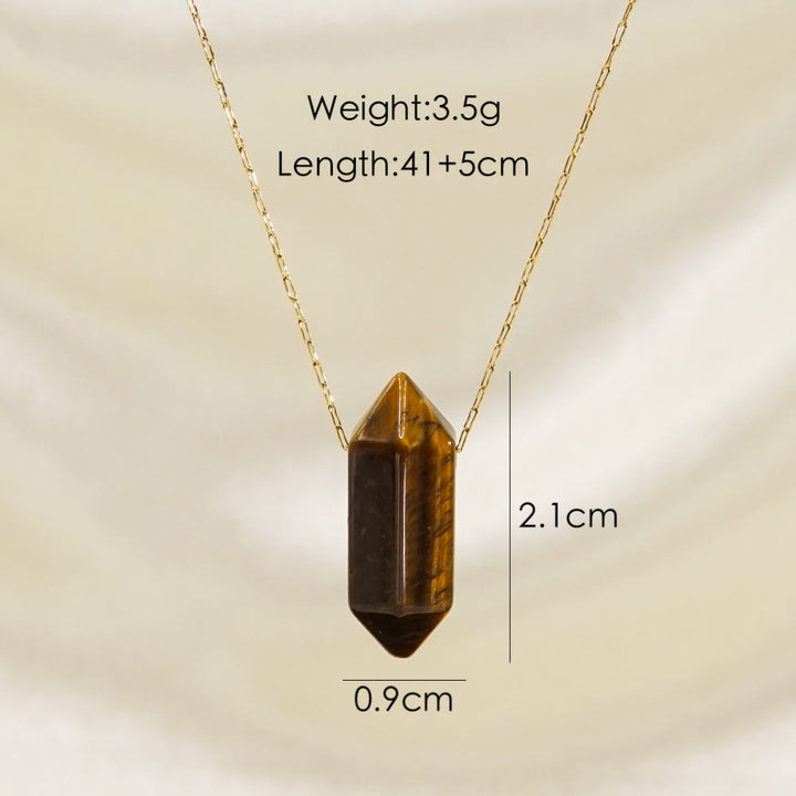 Collana in acciaio e titanio con ciondolo a doppia punta in cristallo Olivenorma
