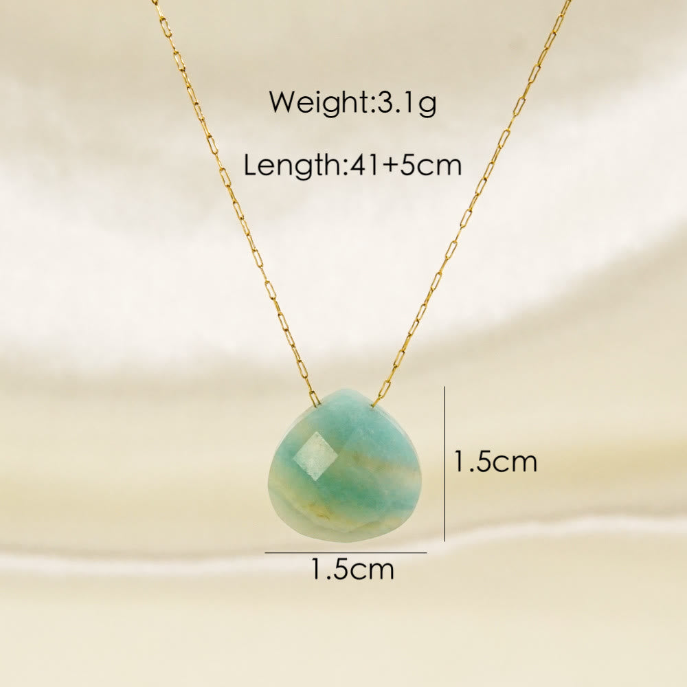 Collana con ciondolo a goccia d'acqua sfaccettata in cristallo naturale Olivenorma