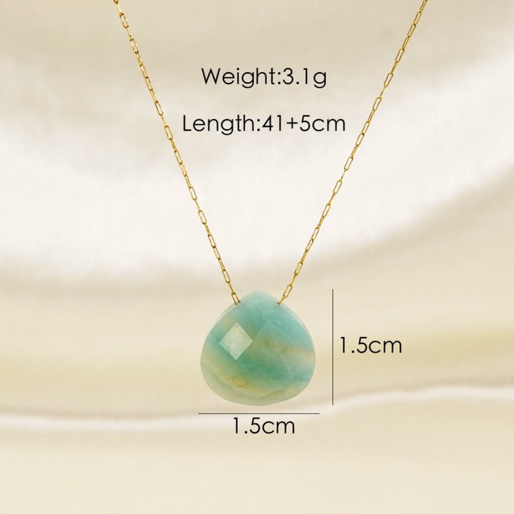 Collana con ciondolo a goccia d'acqua sfaccettata in cristallo naturale Olivenorma