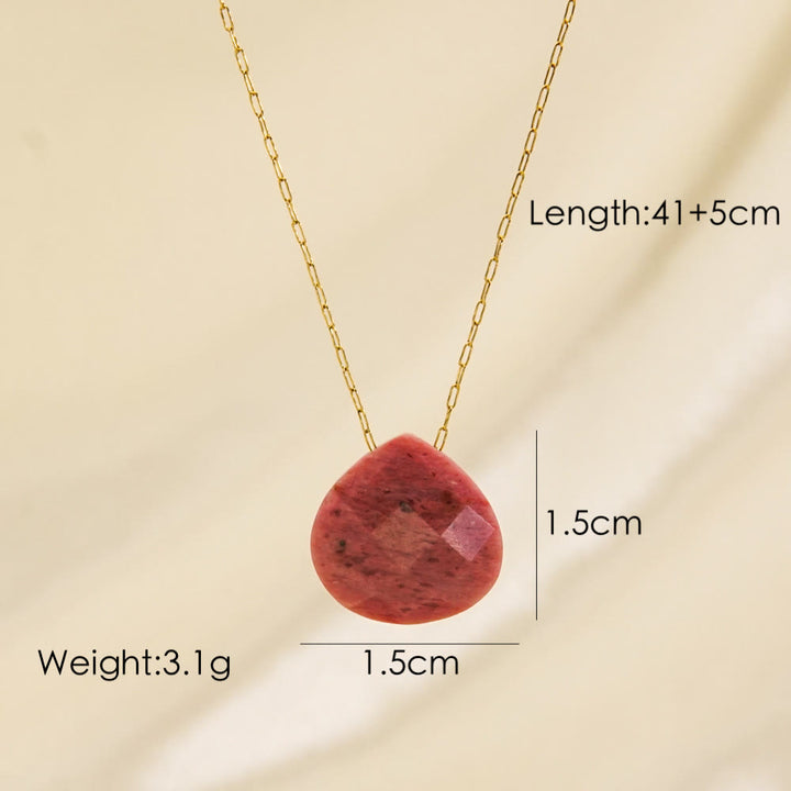 Collana con ciondolo a goccia d'acqua sfaccettata in cristallo naturale Olivenorma