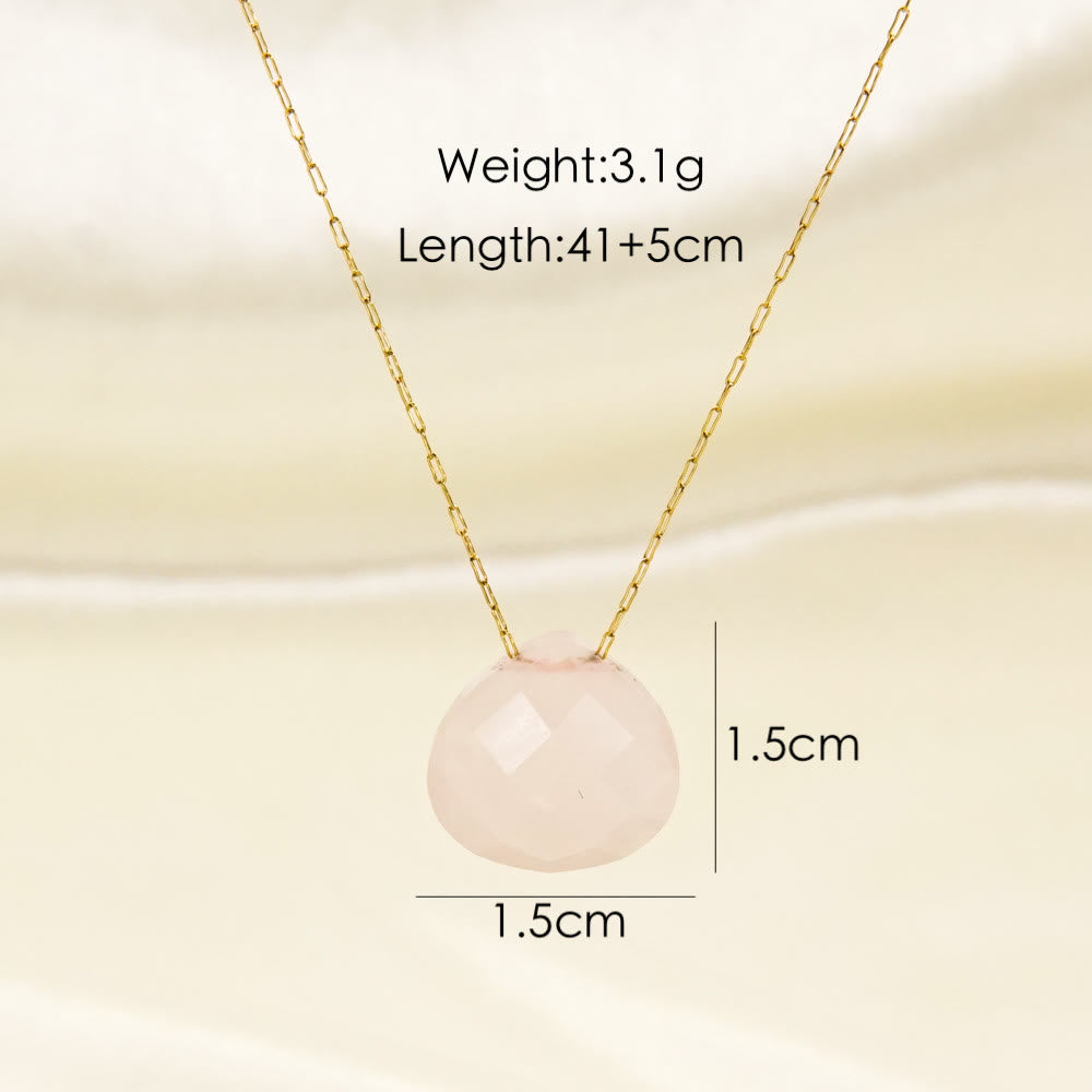 Collana con ciondolo a goccia d'acqua sfaccettata in cristallo naturale Olivenorma