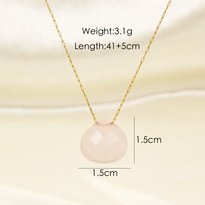 Collana con ciondolo a goccia d'acqua sfaccettata in cristallo naturale Olivenorma