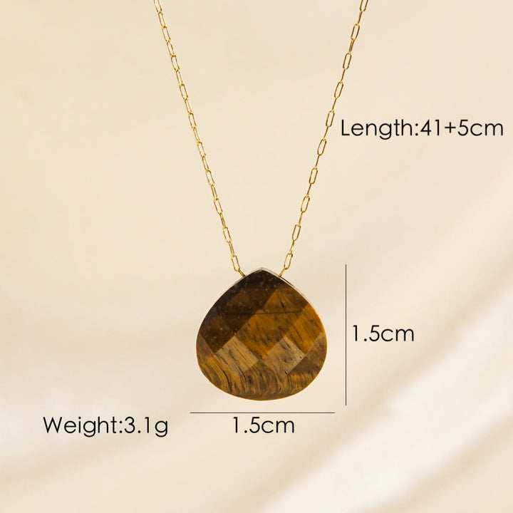 Collana con ciondolo a goccia d'acqua sfaccettata in cristallo naturale Olivenorma
