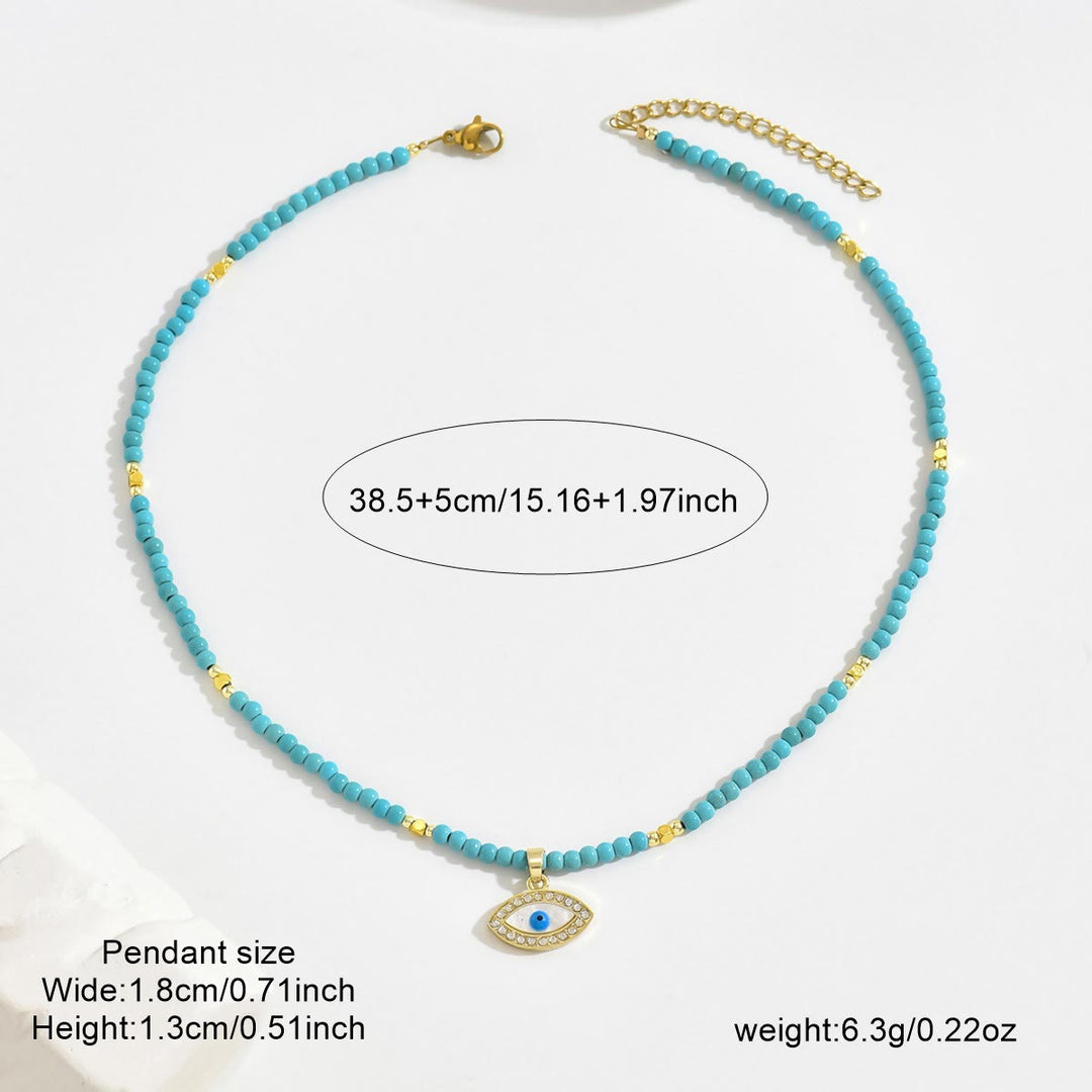 Collana con ciondolo a forma di malocchio con perline di cristallo naturale Olivenorma