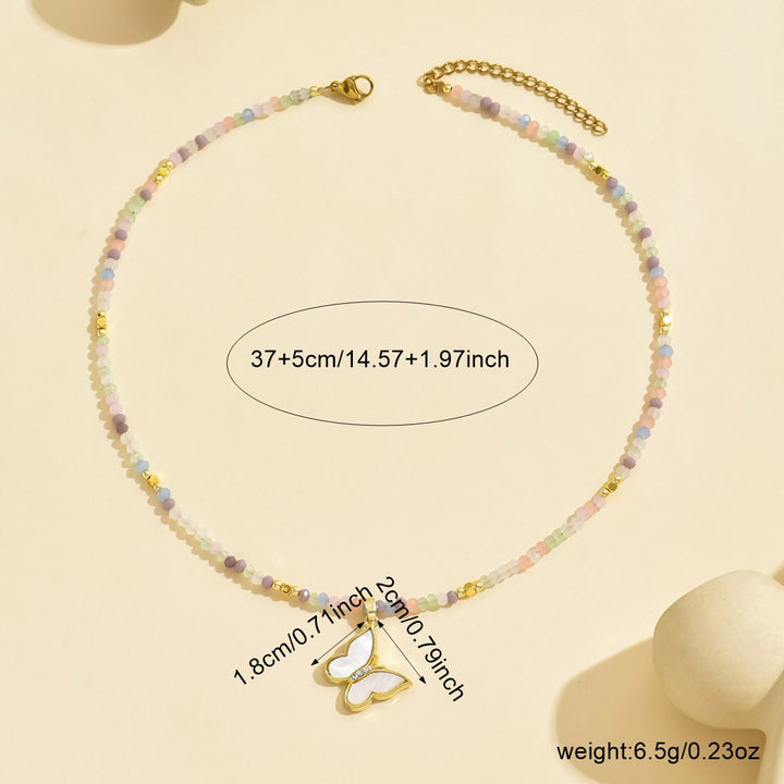 Collana con ciondolo a forma di malocchio con perline di cristallo naturale Olivenorma