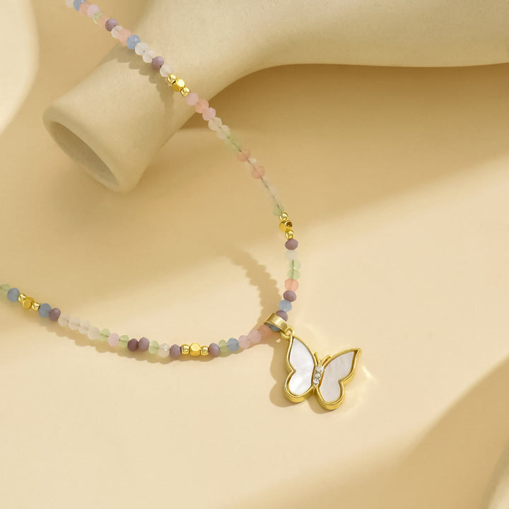 Collana con ciondolo a forma di malocchio con perline di cristallo naturale Olivenorma