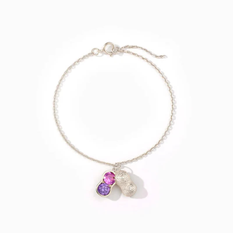 Bracciale Olivenorma "We Are Besties" con pietra portafortuna a forma di arachidi
