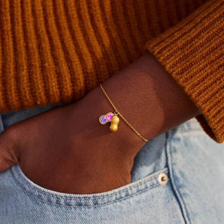 Bracciale Olivenorma "We Are Besties" con pietra portafortuna a forma di arachidi