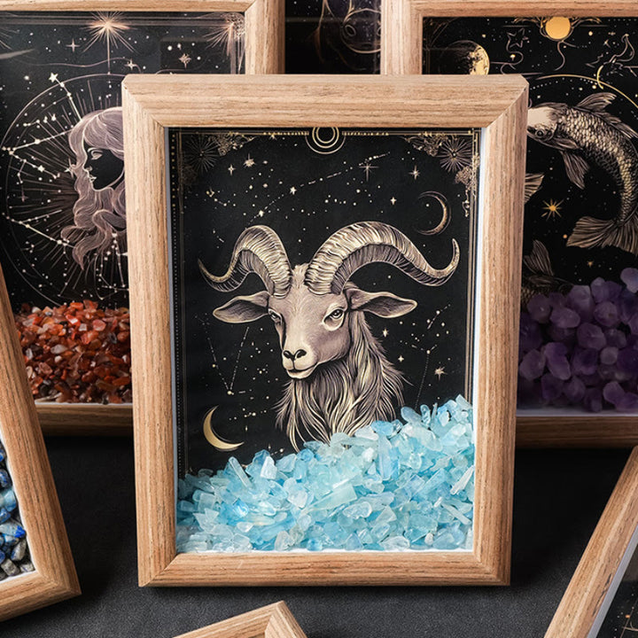 Cornice portafoto in ghiaia naturale Olivenorma con motivo zodiacale