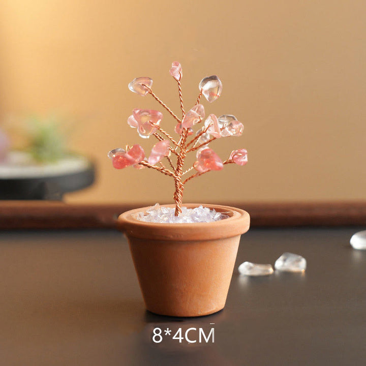 Decorazione in vaso di ceramica con albero della fortuna in ghiaia naturale Olivenorma