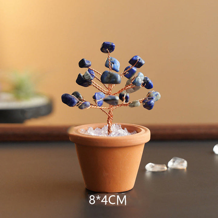 Decorazione in vaso di ceramica con albero della fortuna in ghiaia naturale Olivenorma