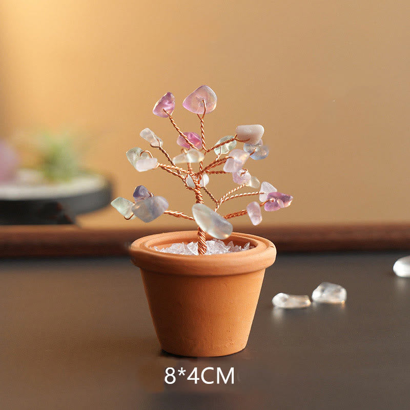 Decorazione in vaso di ceramica con albero della fortuna in ghiaia naturale Olivenorma