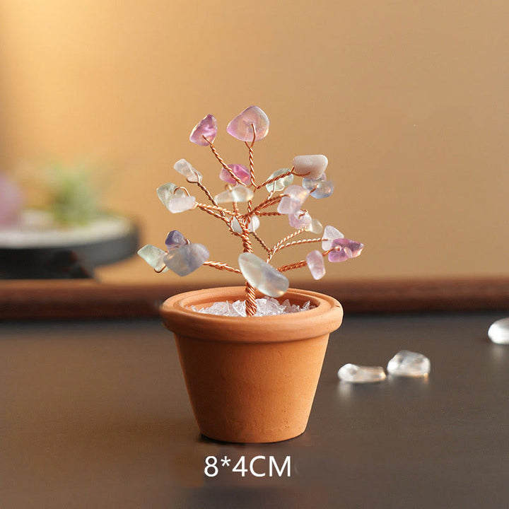 Decorazione in vaso di ceramica con albero della fortuna in ghiaia naturale Olivenorma