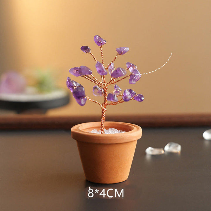 Decorazione in vaso di ceramica con albero della fortuna in ghiaia naturale Olivenorma