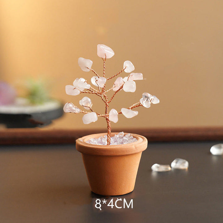Decorazione in vaso di ceramica con albero della fortuna in ghiaia naturale Olivenorma
