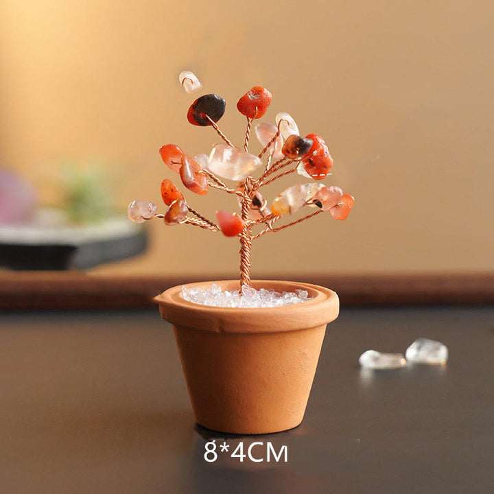 Decorazione in vaso di ceramica con albero della fortuna in ghiaia naturale Olivenorma