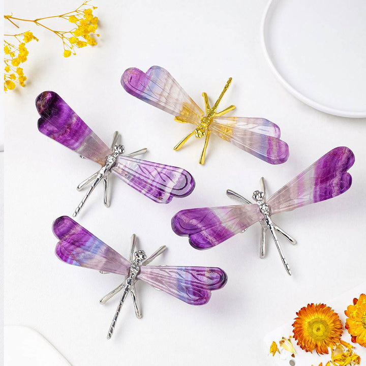 Decorazione con pietra preziosa libellula in fluorite arcobaleno naturale Olivenorma