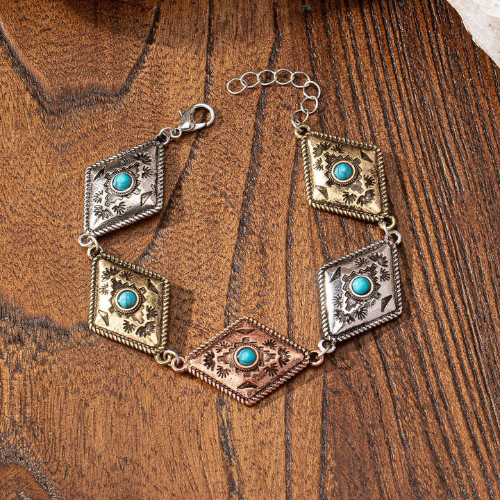 Bracciale in metallo turchese in stile bohémien Olivenorma