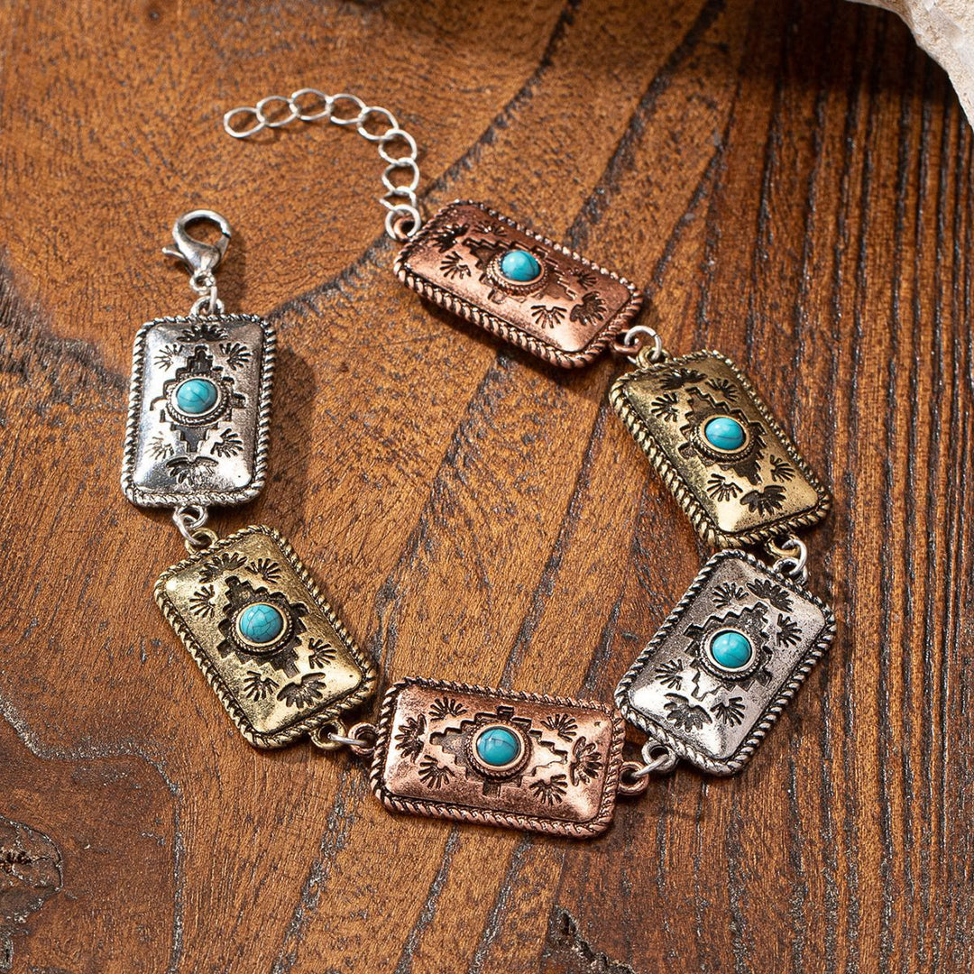 Bracciale in metallo turchese in stile bohémien Olivenorma