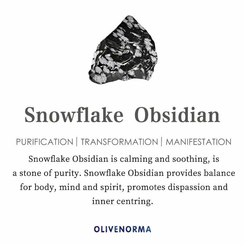 Bracciale da uomo Olivenorma con perline di ematite e ossidiana a fiocco di neve